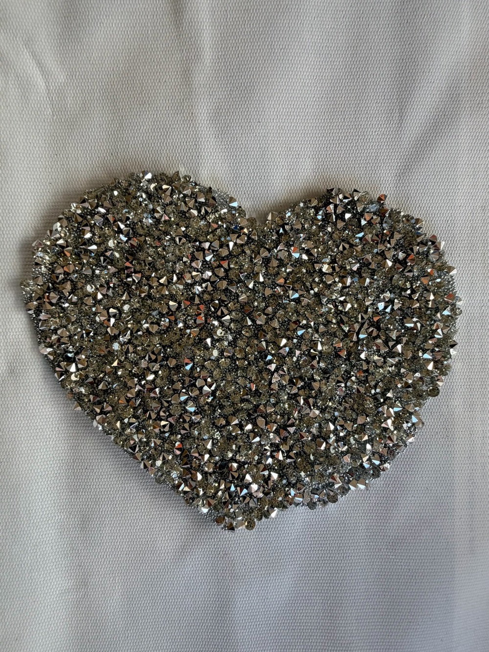 Silver Heart Crystal fabric Decor - Elegant Accent